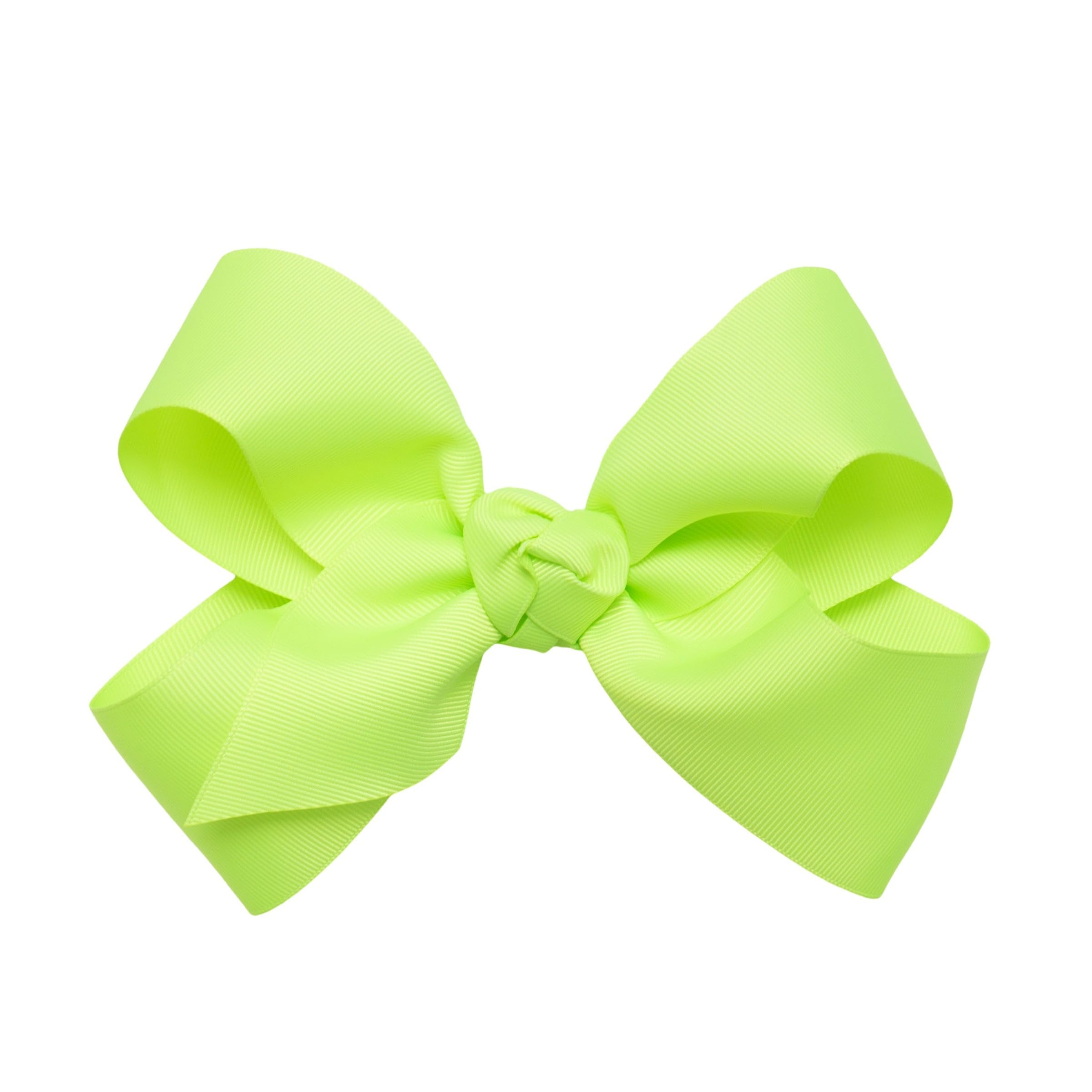 HAIRBOWS Girls' Grosgrain Hair Bow with a Knot Wrap Center on a Hair Clip, All Ages and Hair Types, 6 Inch Bow, Neon Yellow