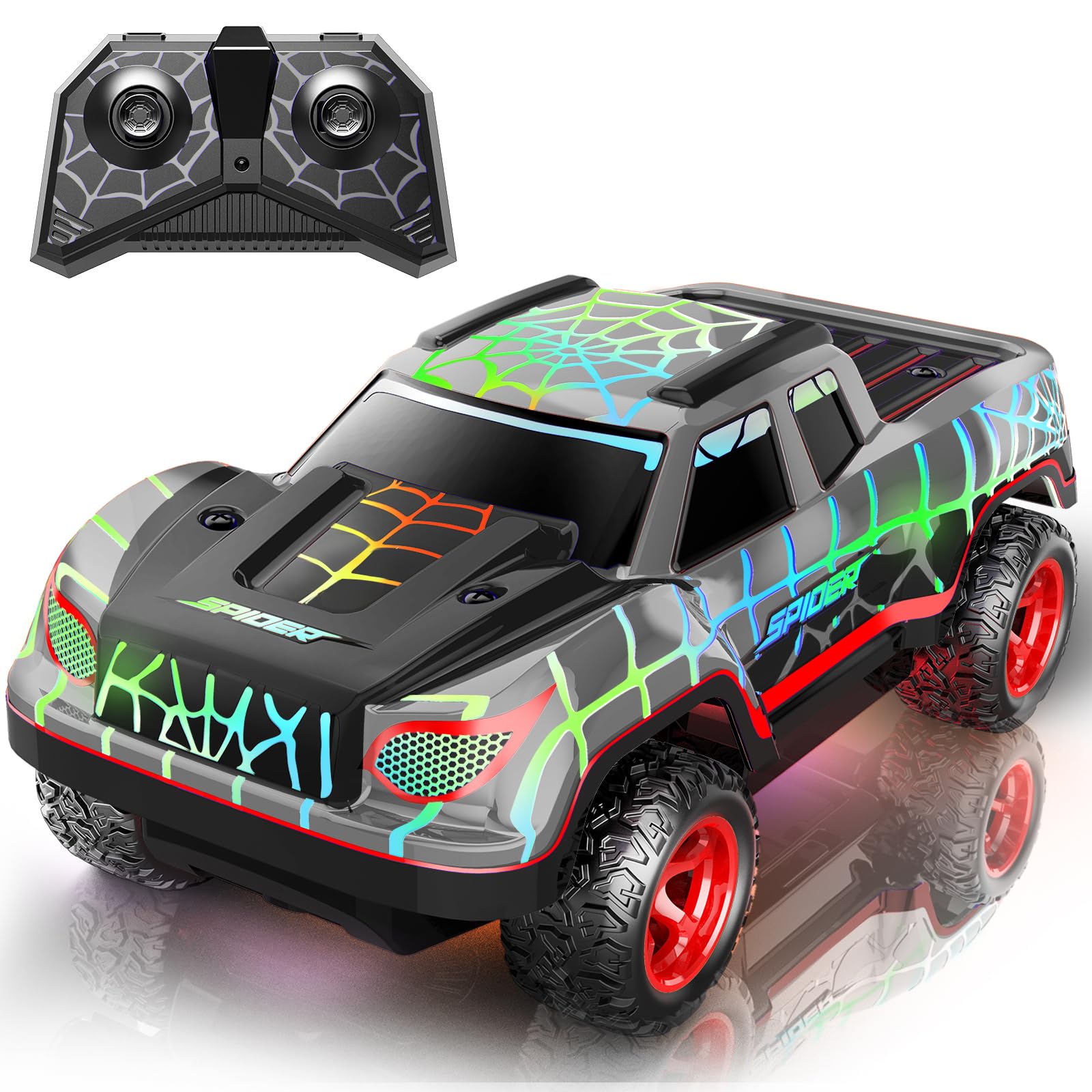 Remote Control Car for Boys 4-7, Mini RC Racing Cars for Kids Ages 3 and up, 2.4Ghz Beginners RC Cars with Cool Light and Rechargeable Toys for Boys Ages 3 4 5 6 7 8 Birthday Xmas Gift, Black