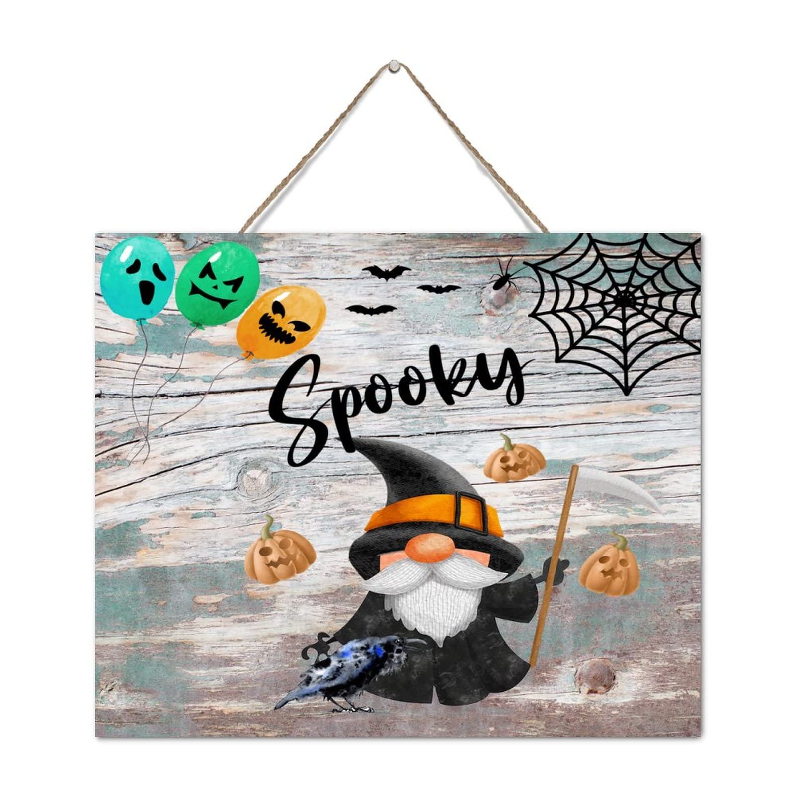 Plaque murale sorcière en bois déco Halloween terrifiante pour chambre