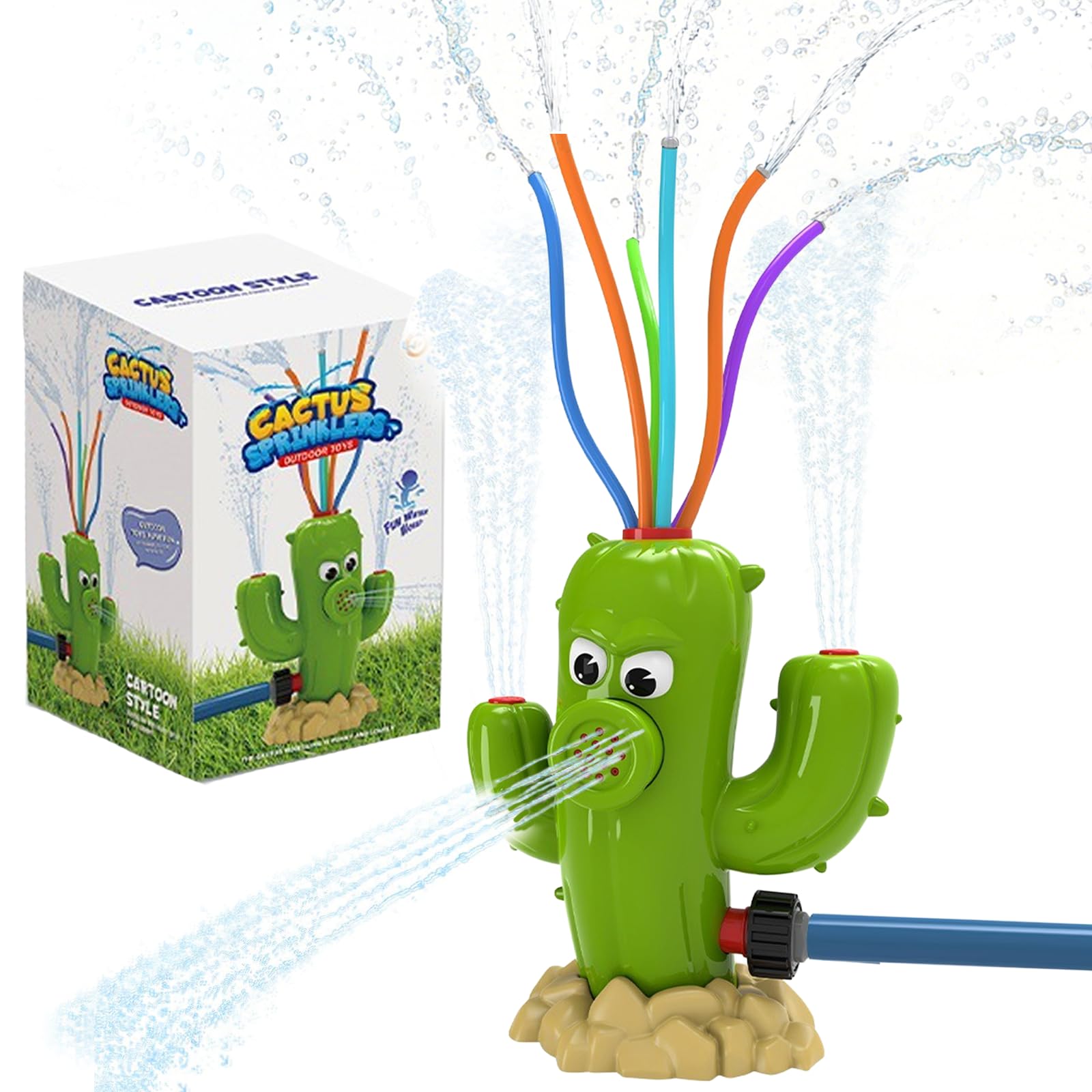 Cactus Water Spray Sprinkler for Kids Garden Water Sprinkler Colored Hoses