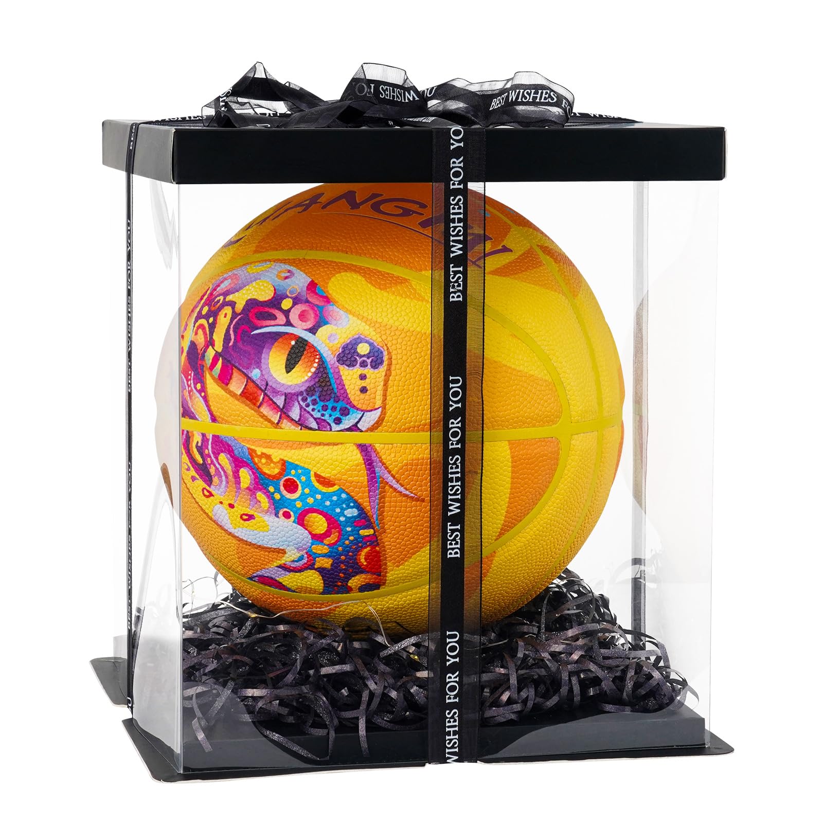 Kuangmi Mamba Snake - Balón de baloncesto pintado de piel sintética de alta calidad, talla de mujer 6 28.5 pulgadas, tamaño estándar de hombre 7 29.5 pulgadas, hecho para interiores y exteriores