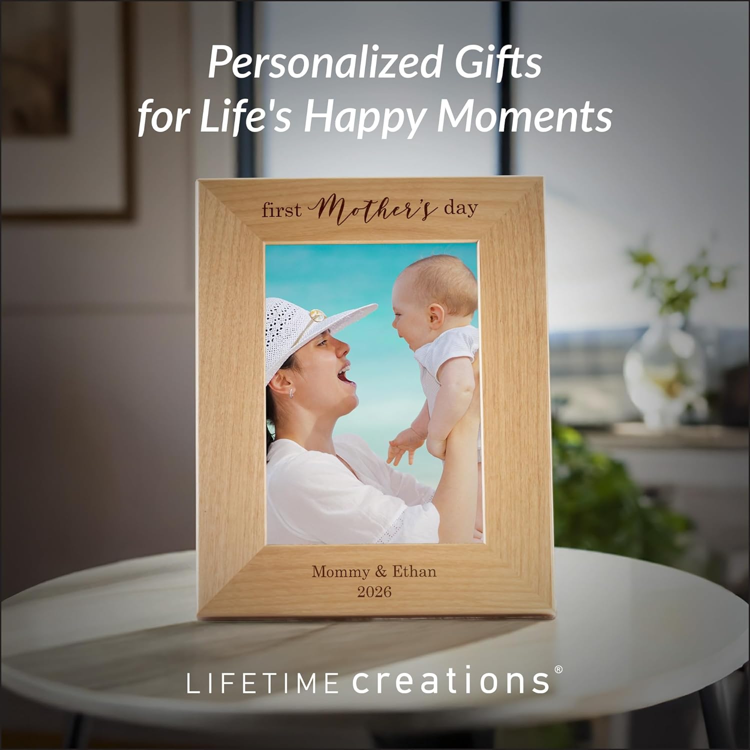 Lifetime Creations Personalized First Mother's Day Picture Frame: New Mom Gifts, Engraved in USA Custom Hardwood Photo Frame, First Time Mom Gift, Mothers Day 2025 (4x6 Inch Portrait)