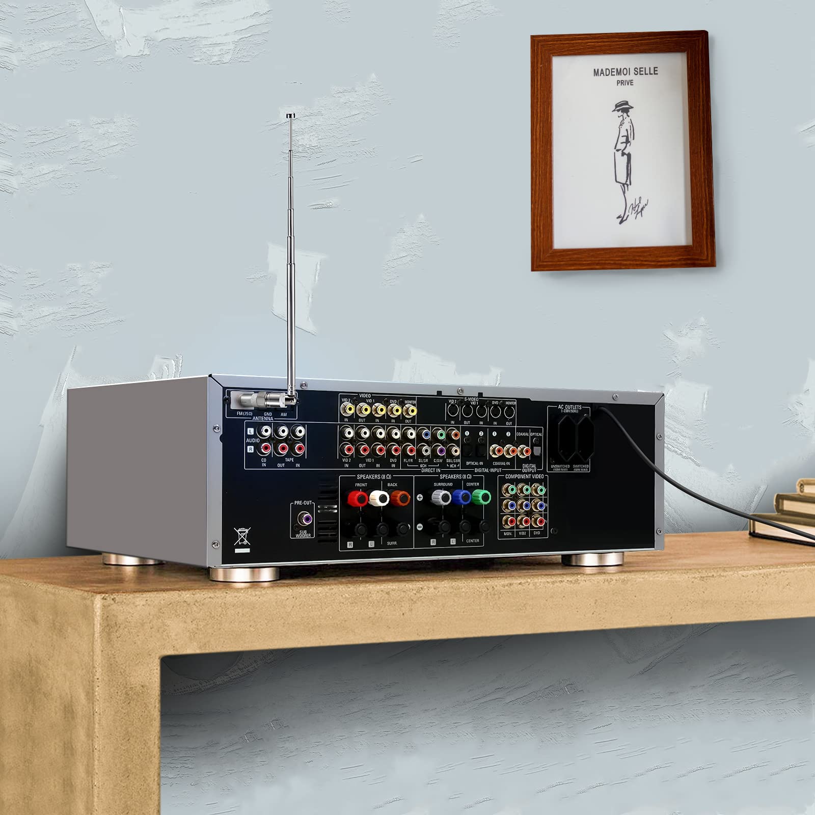 WANGCL Antena radiowa FM DAB, teleskopowa, zamiennik anteny FM, 76 cm, 7 części, ze złączem męskim typu F i 3 szt. konwerterami do radia TV AV