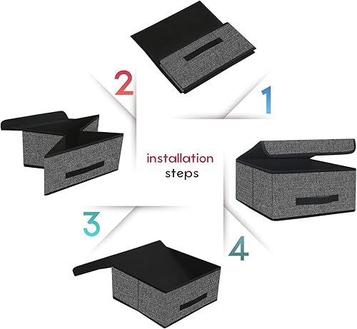 Miniatura 6 de Onlyeasy Cubos plegables de almacenamiento con tapa, caja de almacenamiento, cubo de cubo, cesta organizadora de armario, paquete de dos con asas de