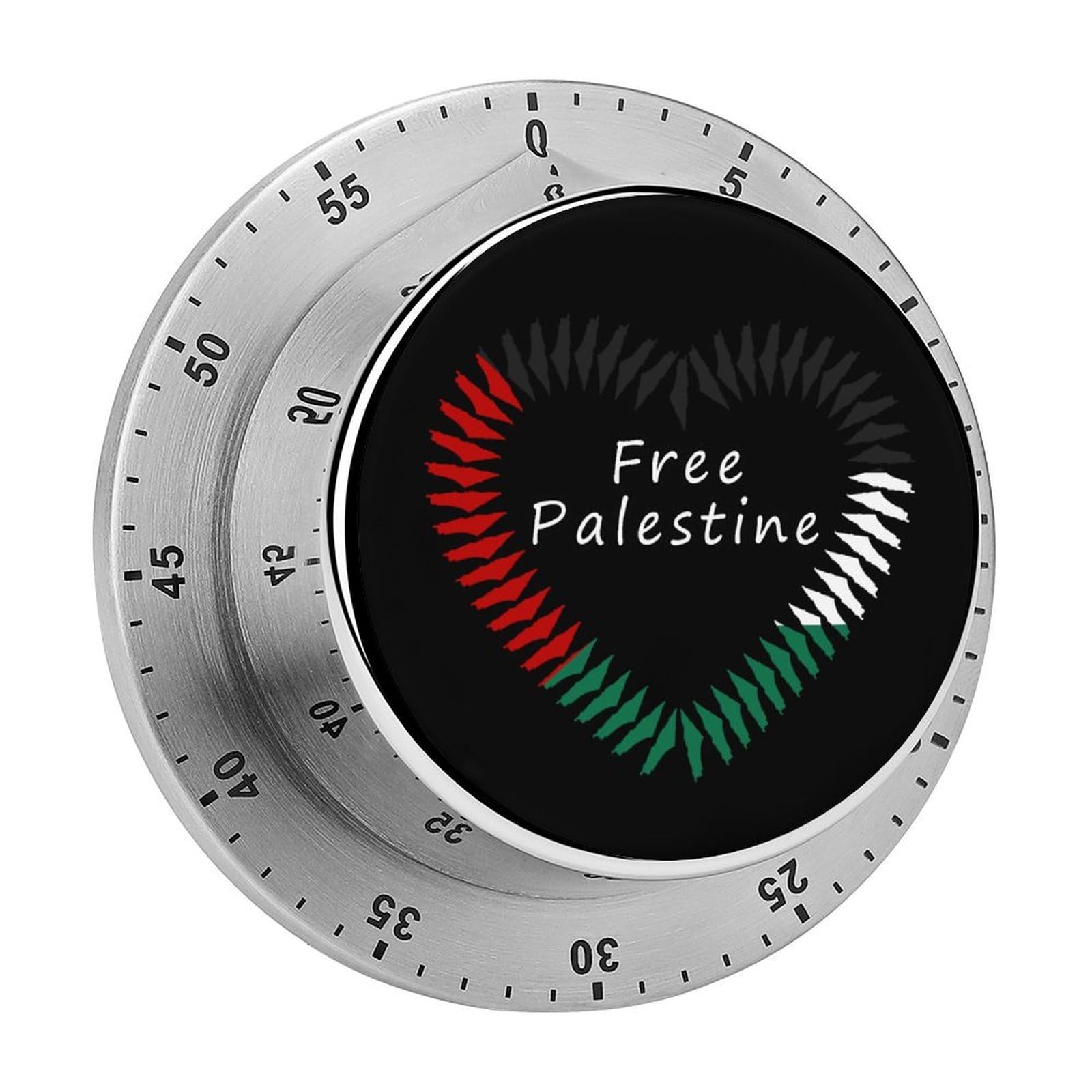 Free Palestine Palestinian Palestinians Mechanical Timer with Alarm for Kitchen Cooking Productivity Stainless Steel Timers