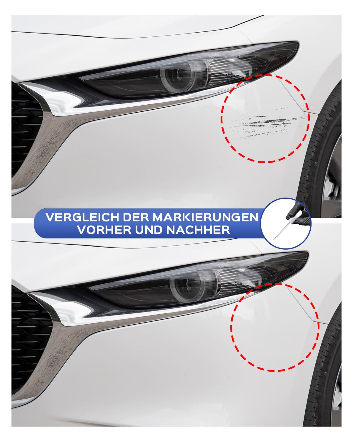 Matita per vernice Mazda A4D Arctic White – Corrispondenza esatta per chip e graffi