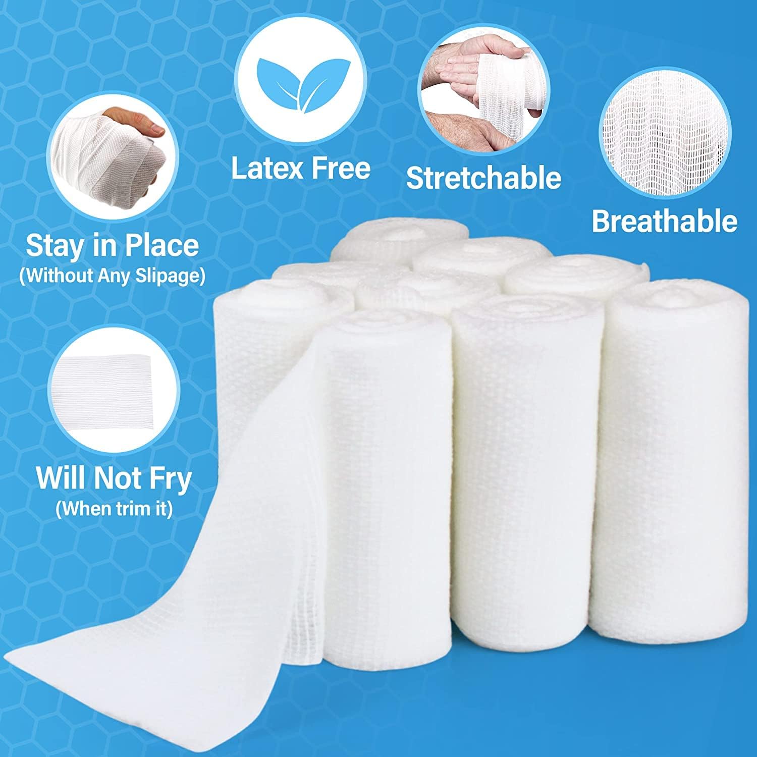 Gauze Rolls – 40 Rolls- Premium First Aid Supplies for Safe Adventuring–individually wrapped -Flexible, Stretchable, Breathable Gauze Bandage Rolls – 3” x 4.1 Yards Bandage Wrap for Wound Dressing - Image 2