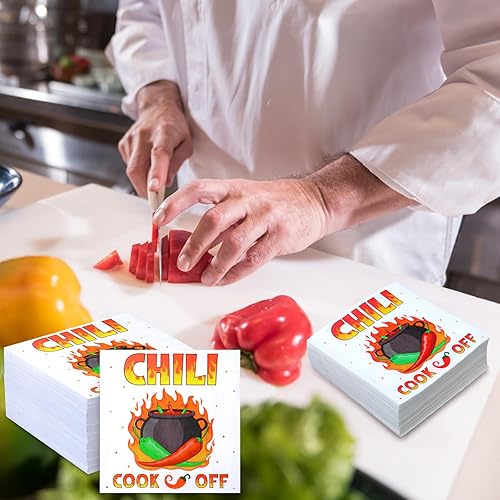 Vista 18 de Qilery 100 servilletas de papel desechables con chile para cocinar, decoración de fiesta mexicana de Cinco de Mayo, 6.5 pulgadas (cota)