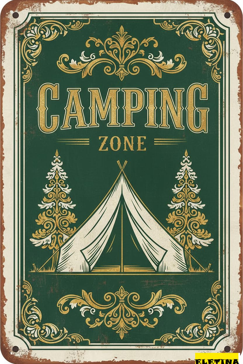 Camping Zone Metal Wall Decor Beware Caution Sign Driveway High Way Street Gate Yard Business Decor 8x12in