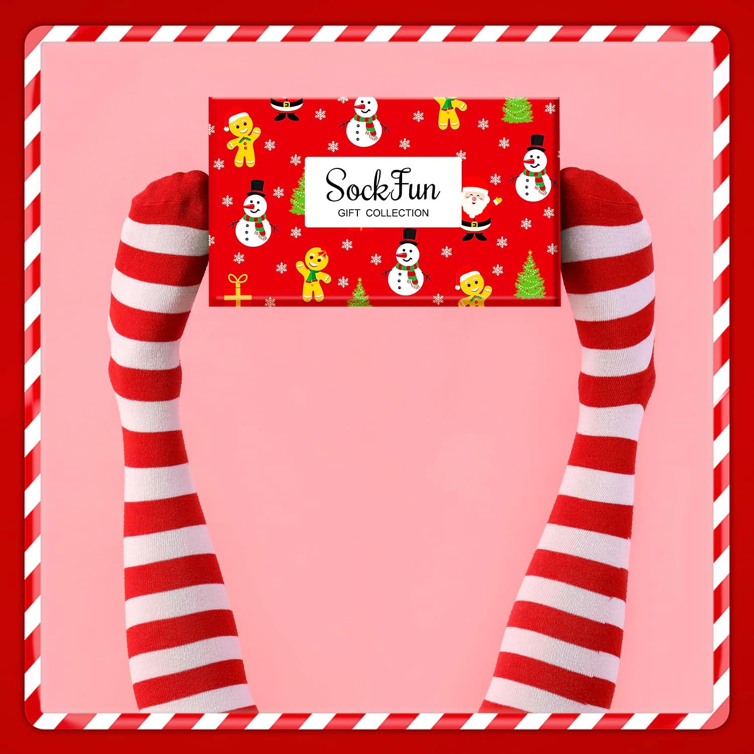 Christmas Striped Thigh High Socks - Candy Cane Knee High Socks for Women Teen Girls - Image 6