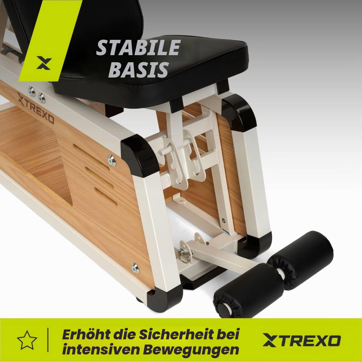 XTREXO Storage Sylwan – verstellbare Bank für Krafttraining, Stahl-Holz-Konstruktion, bequeme Rückenlehne mit Schaumstoffpolsterung, für Brust-, Bizeps- und