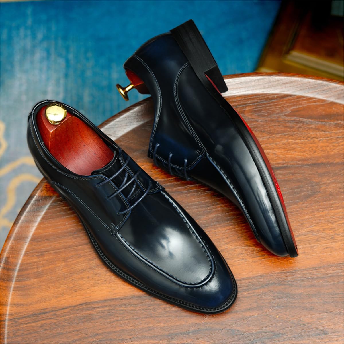 Genérico Derbys Formales Negocios para Hombres Zapatos de Vestir de Uniforme Zapatos de Cuero Pulido con Cordones