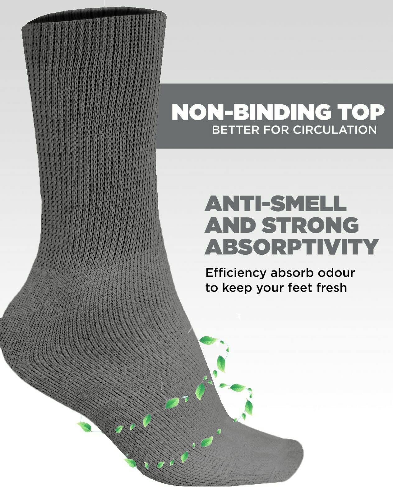 LOOM KNIT Diabetic Socks Non-Binding, 6 works Non Elastic Gentle Grip for Swollen & Painful Legs - Image 4