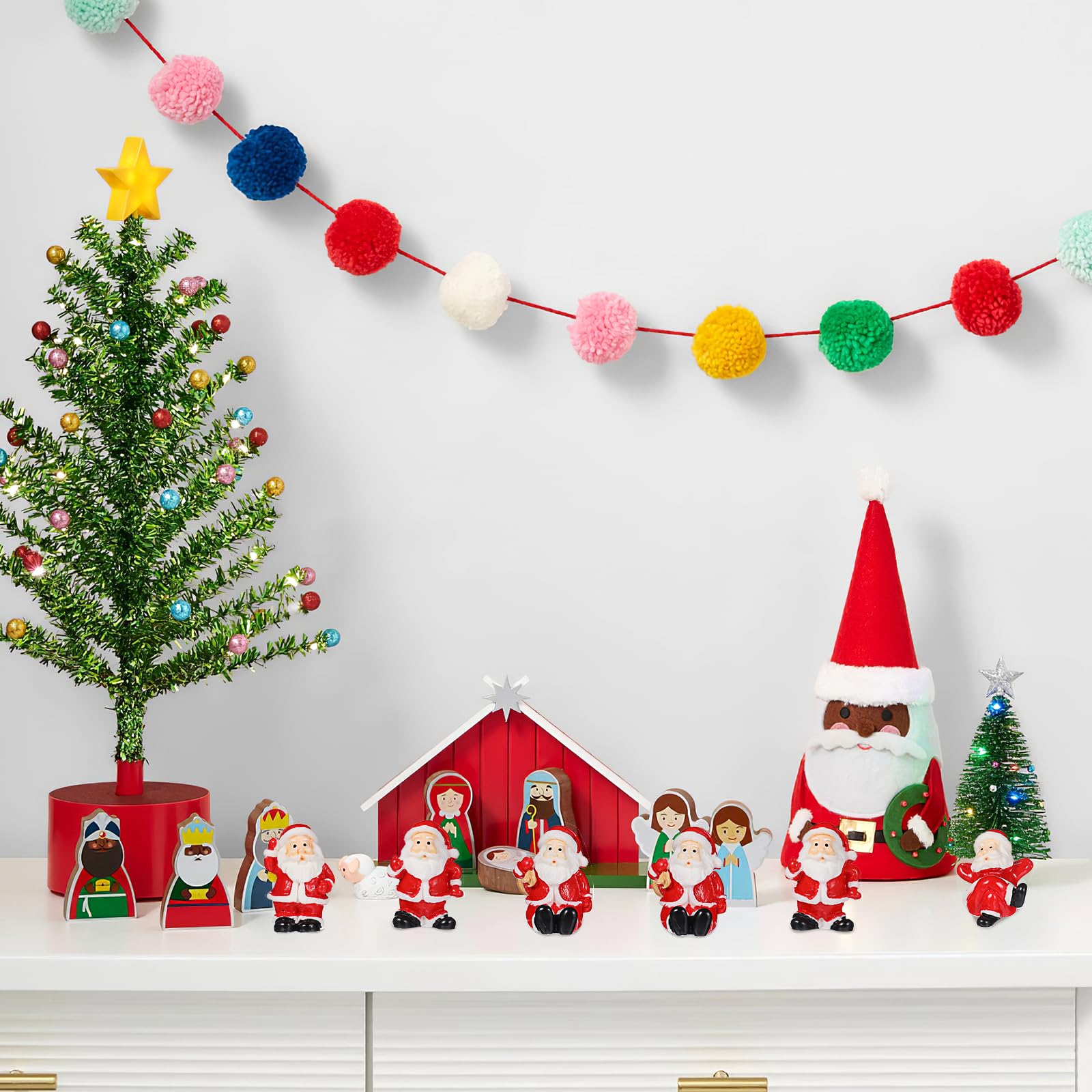 Housoutil Christmas Mini Santa Figures, 12PCS Resin Small Santa Figure - Image 4