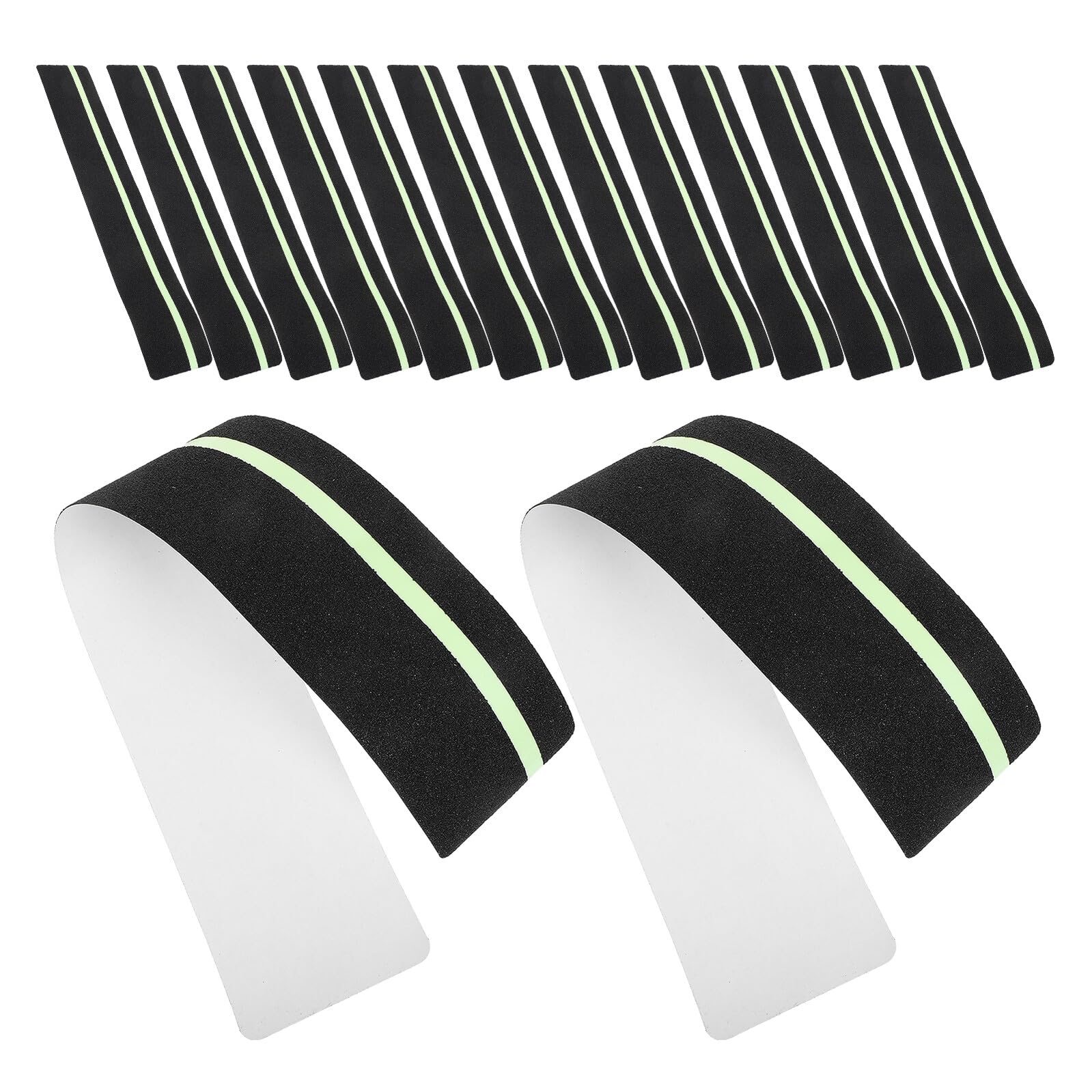 Bandes Antidérapantes pour Escaliers 15 Pièces 61 X 10 CM Ruban Adhésif Auto-Adhésif en PET Noir Phosphorescent Résistant aux Intempéries pour Marches D’Intérieur et Extérieur