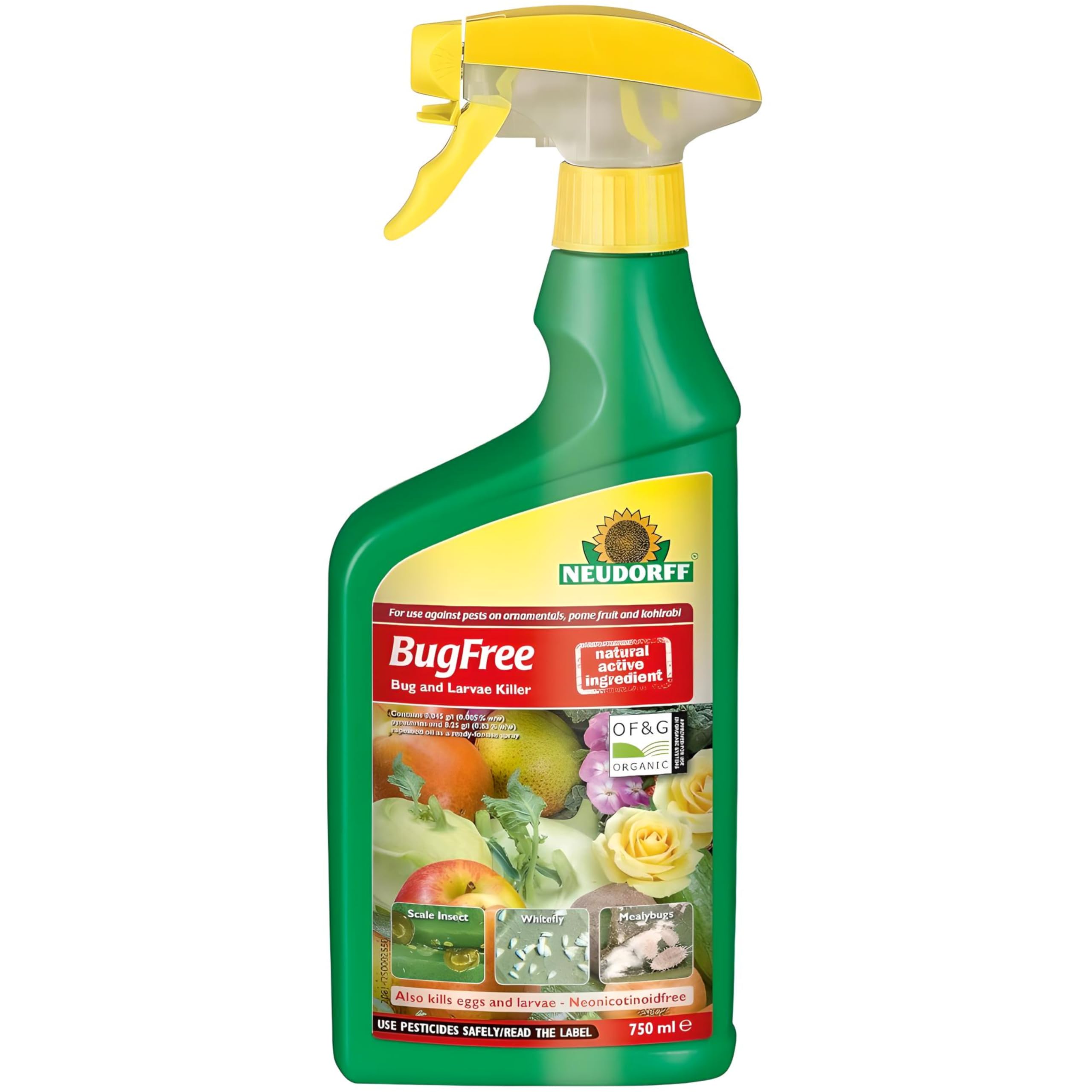 AMK® Neudorff Bugfree Bug Larvae Killer 750ml Ready To Use Spray Organic Natural Insecticide Pest Control for Garden Plants Flowers Fruit Vegetables Herbs Kills Aphids Mites Whitefly Eggs Adults