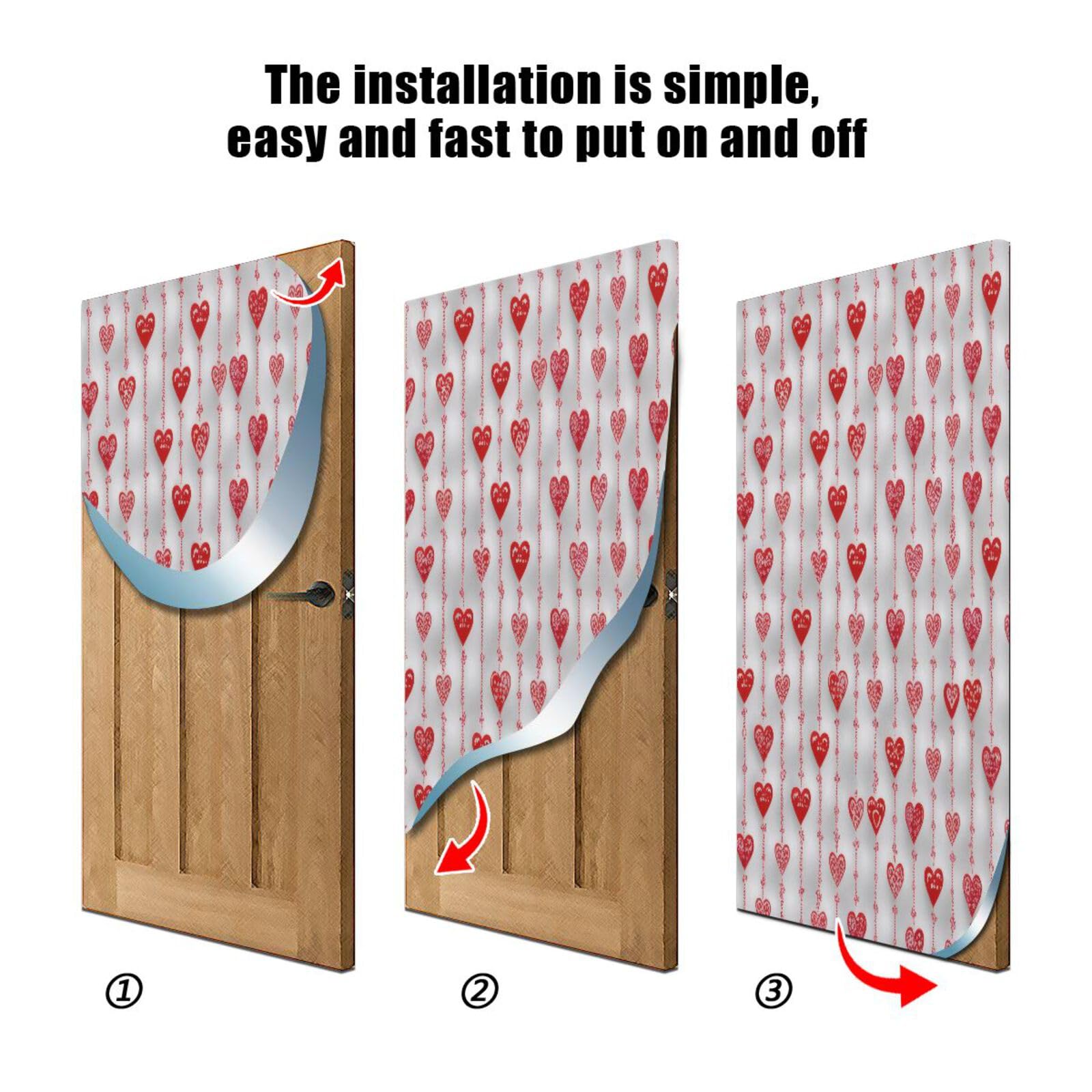 FLildon Romantic Heart Sweet Love Valentine's Day Door Cover Decoration, Party Accessory Porch Decor for Festive Ornament Room Door Covers 32 x 79 Inch