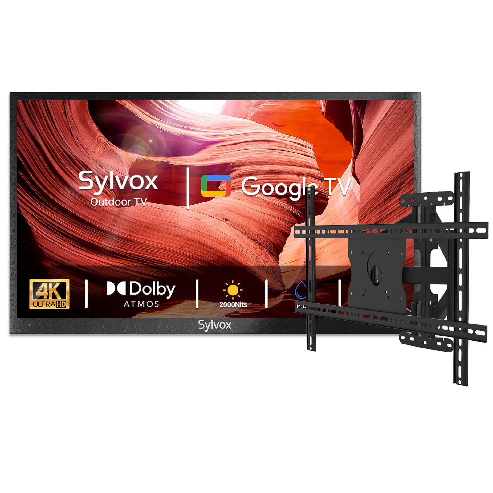 SYLVOX Outdoor TV with Mount 75 inch 2000 Nit High Brightness Smart Outdoor TVs 4K Sunlight Readable Display