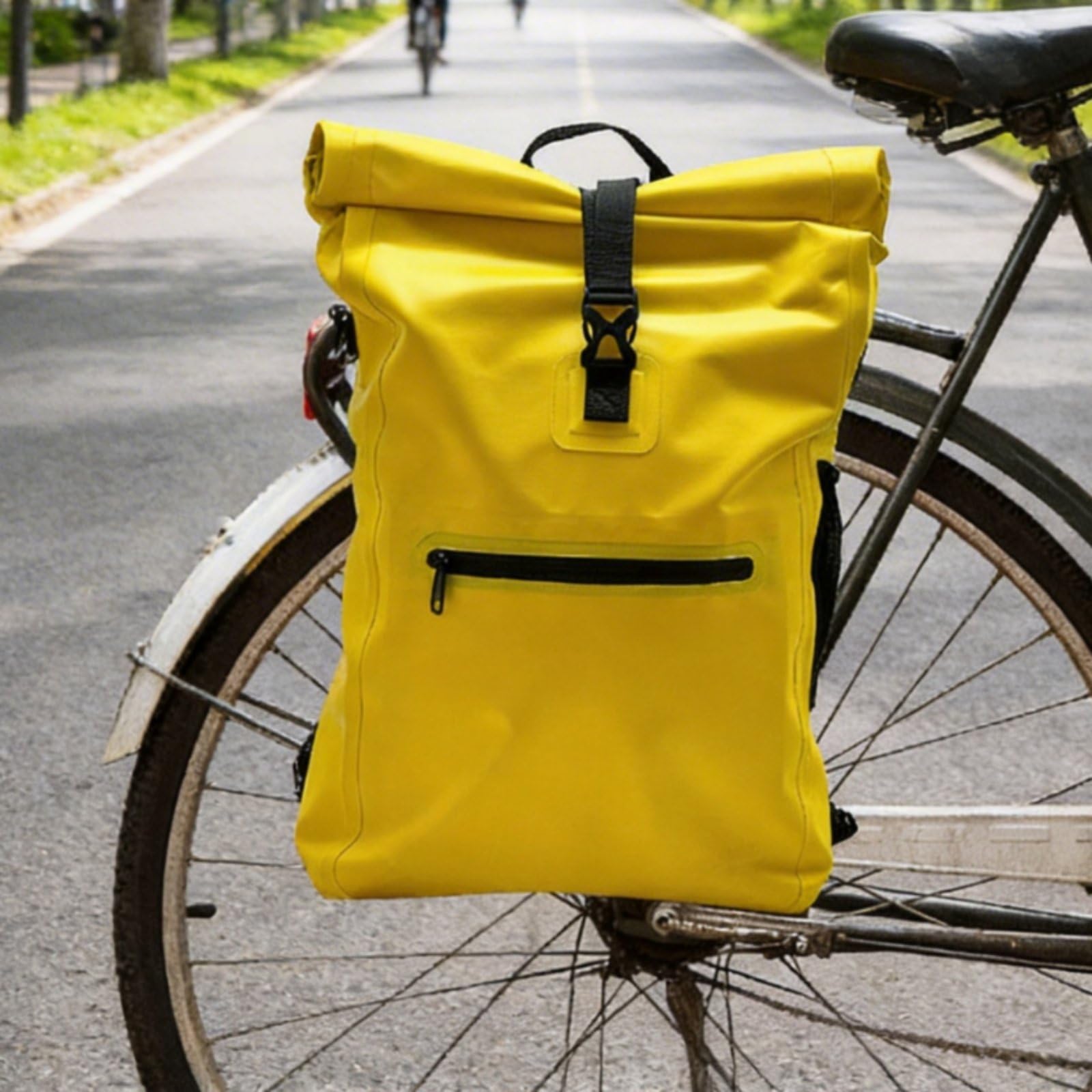 Borsa Bicicletta Impermeabile Borsa Posteriore Pannier Zaino Impermeabile con Ampio Scomparto 30L E Protezione dagli Agenti Atmosferici in PVC Adatta per Spesa attività all’ Aperta, Nero