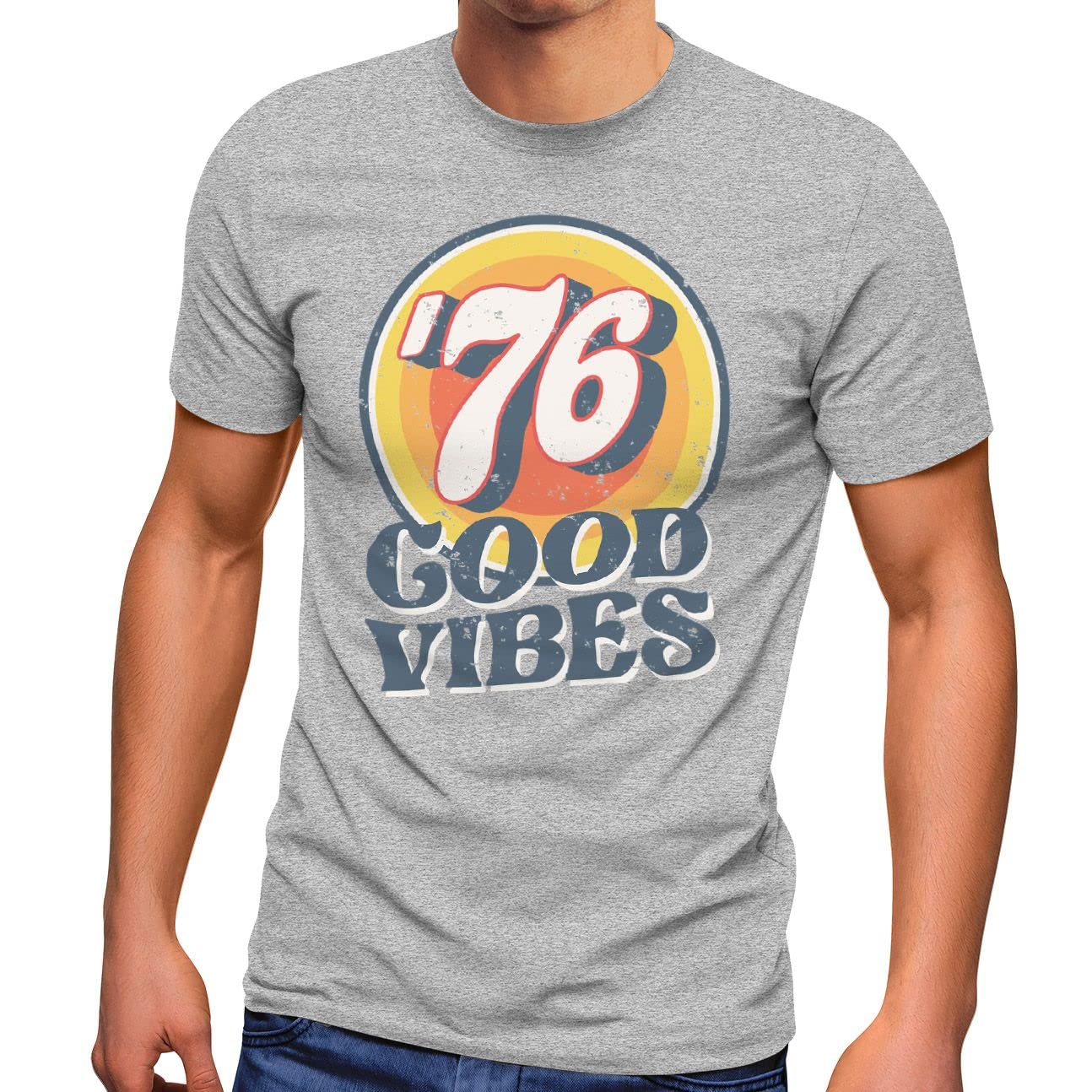 Neverless Herren Tanktop 'Good Vibes' – Retro 70er Style, Slim Fit Aus 100% Baumwolle
