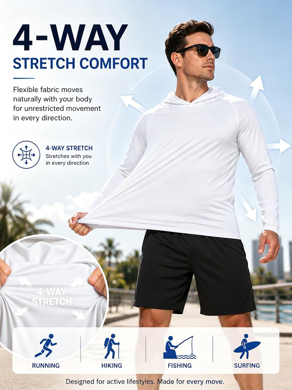 ZITY Men's Lightweight Pullover Hoodie UPF 50+ Fishing Shirts Sweatshirt