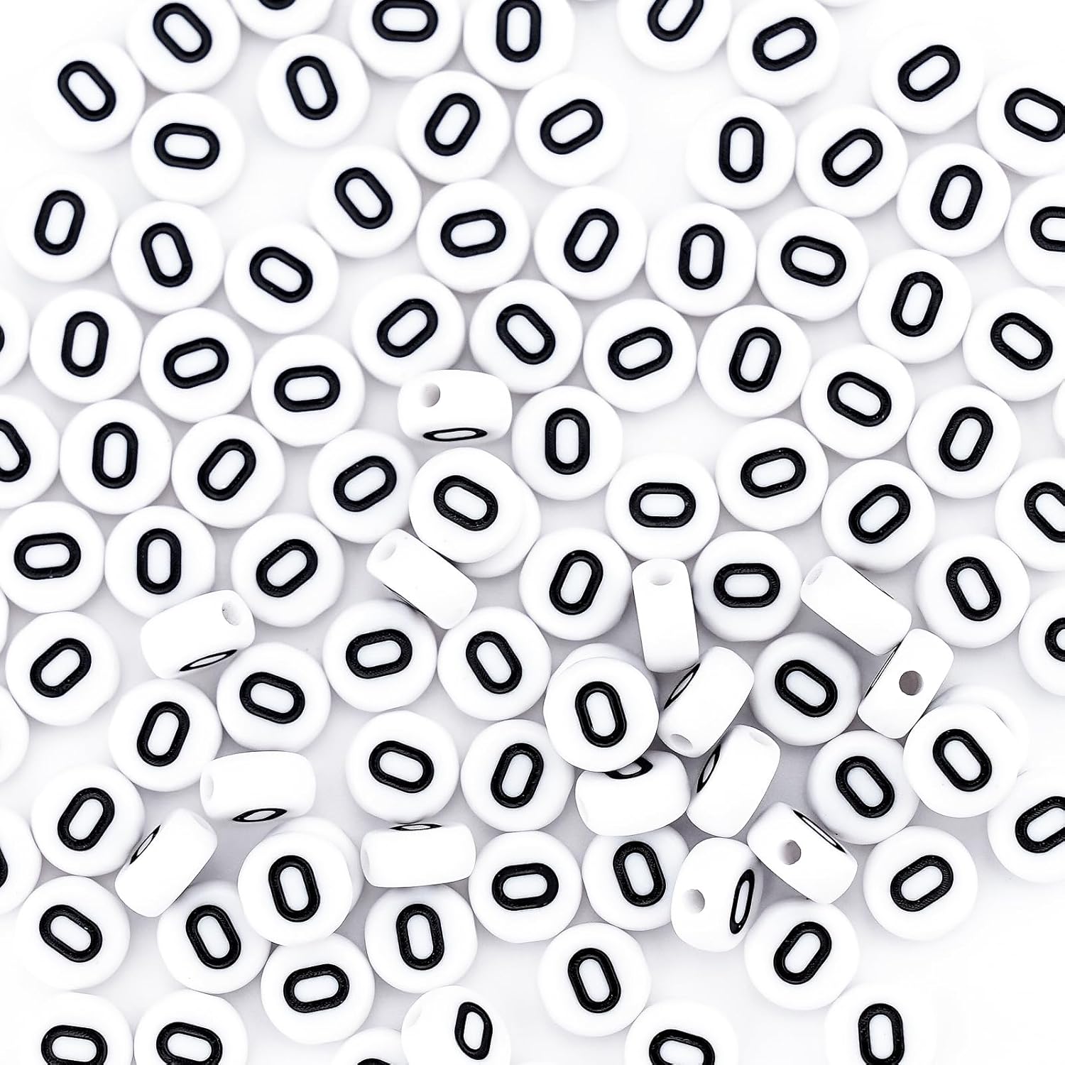 300Pcs Vowel Letter Pony Beads for Friendship Bracelets Making 4X7mm Individual Round White Alphabet Beads O