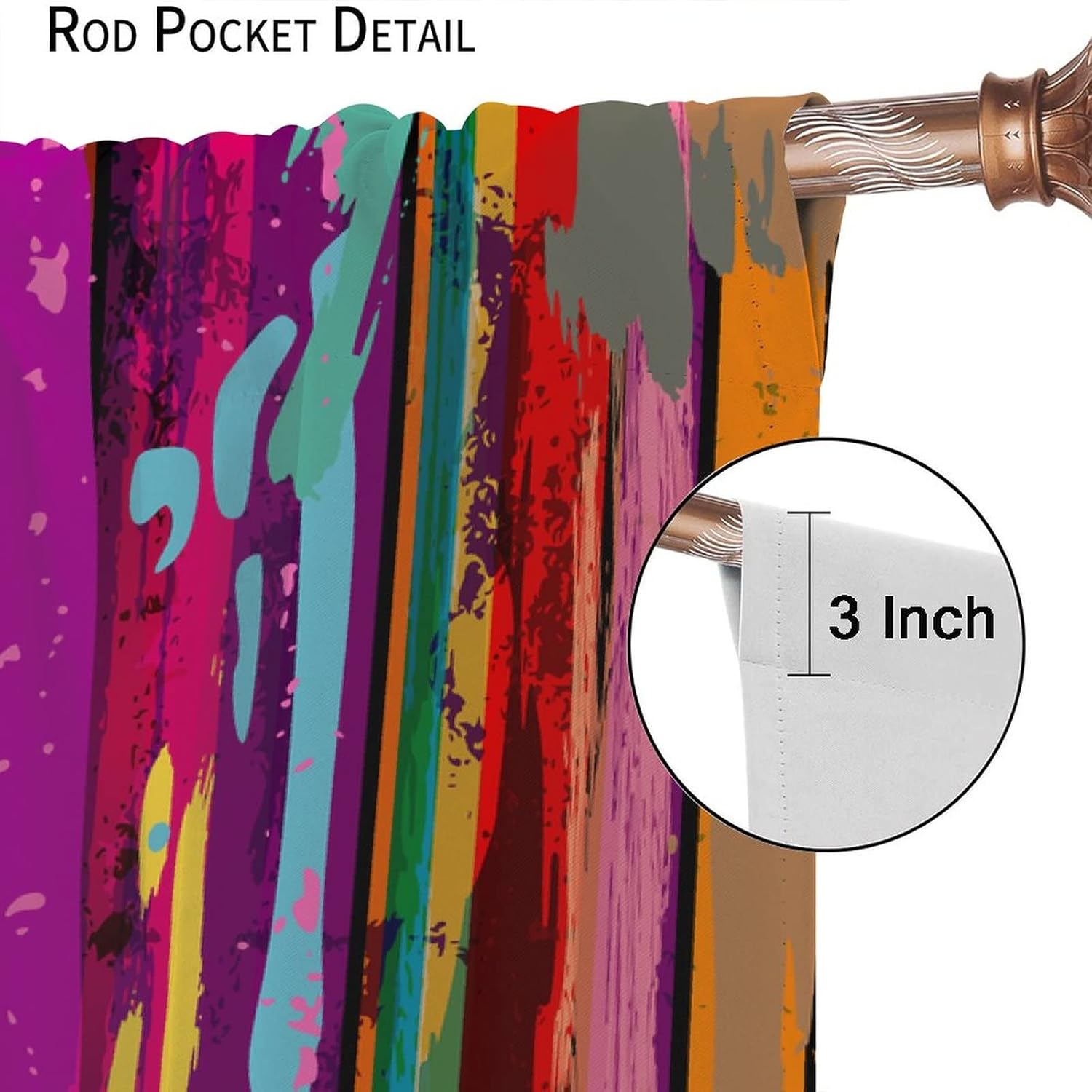Abstract Blackout Curtains Rod Pocket Colorful Vertical Planks Modern Aesthetic Minimalist Window Drapes for Living Room 42x45in