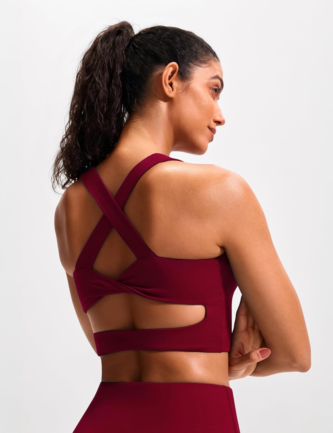 Sports Bras for Women Criss-Cross Back Padded Workout Tank Tops Medium Support Crop Tops for Women - Image 4