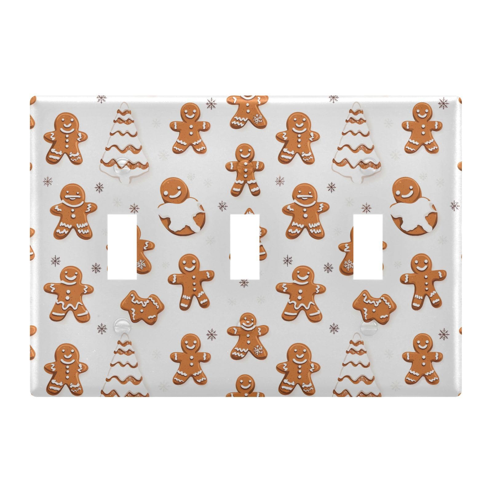 Light Switch Cover Cute Christmas Gingerbread Man Wall Plates for Electrical Outlets 3 Gang 202b6537