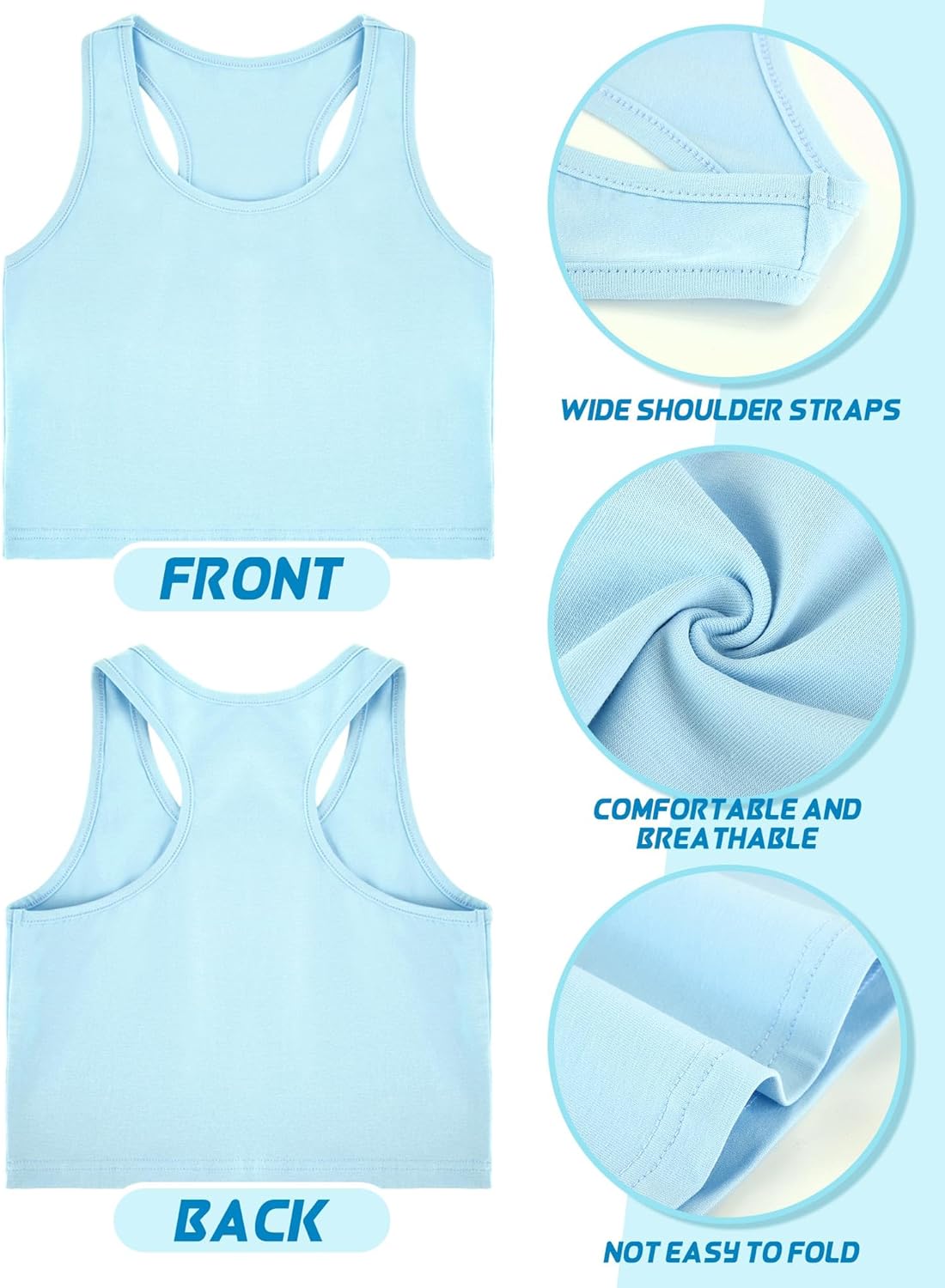 Bencailor 3 Pcs Girls Dance Tank Top Racerback Crop Tank Top Sleeveless Girls Tops Vests for Children - Image 4