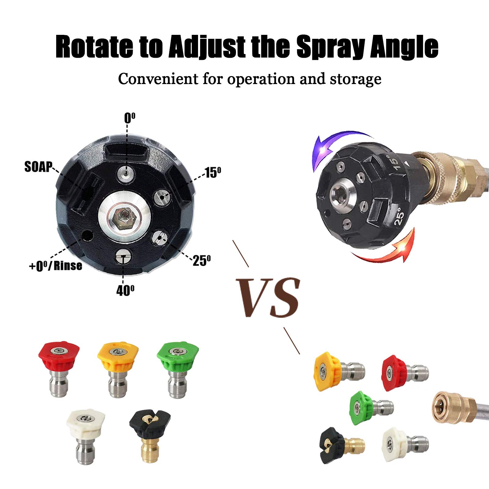 Stone Banks Pressure Washer Adjustable Spray Nozzle, 6 in 1 Quick