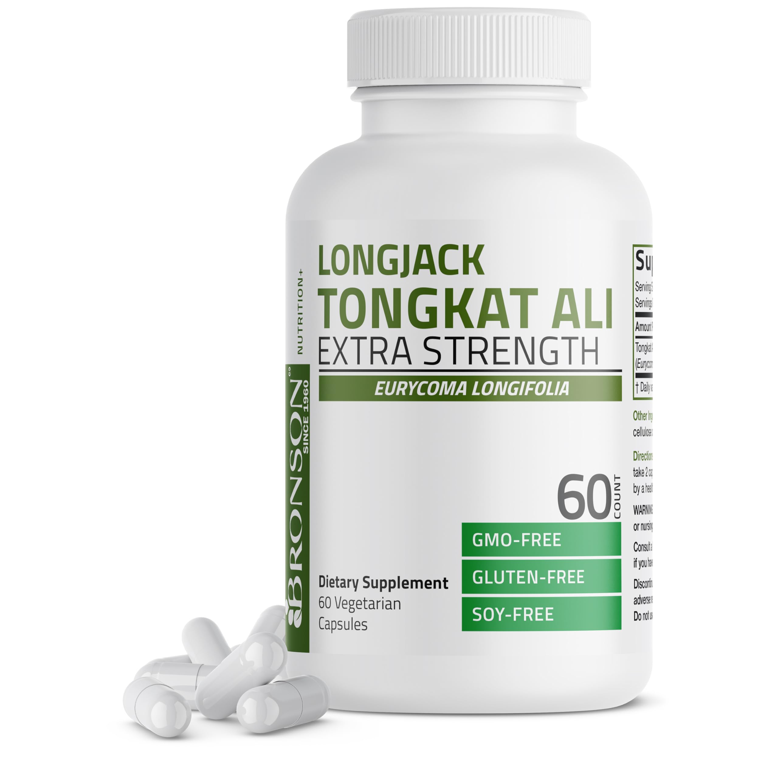 Bronson Longjack Tongkat Ali Extra Strength, 60 Vegetarian Capsules 60 Count (Pack of 1)