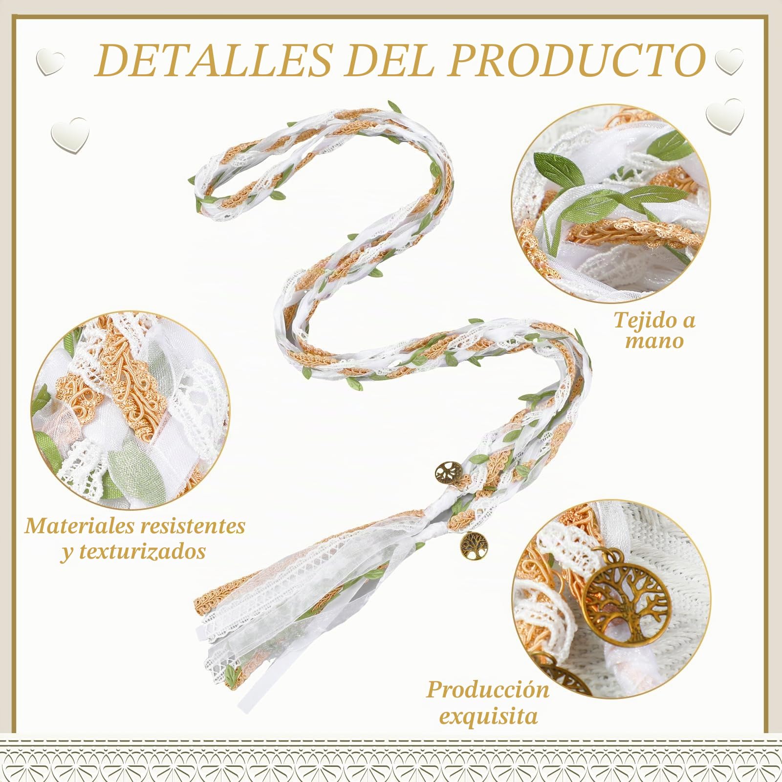 Handfasting - Cuerda de lazo de boda con colgantes, cordón para boda, patrón celta tradicional, lazo rústico de boda para ceremonia, Lazo para Boda Bridal GIF (verde, fresco)