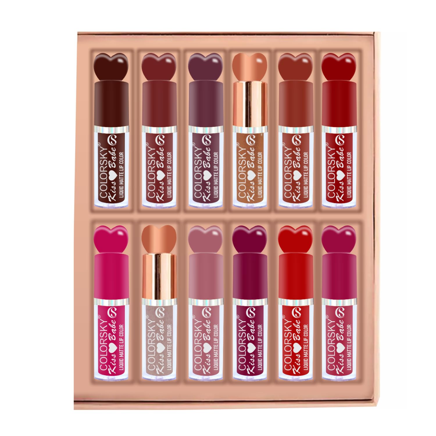 Color Sky Kiss Babe Liquid Matte Lipstick Combo (Pack of 12) | Transfer-Proof, Smudge-Proof, Long-Lasting | Multicolor Liquid Lipstick Perfect for Gifting, Wedding & Special Occasions | 2ml Each-image-12