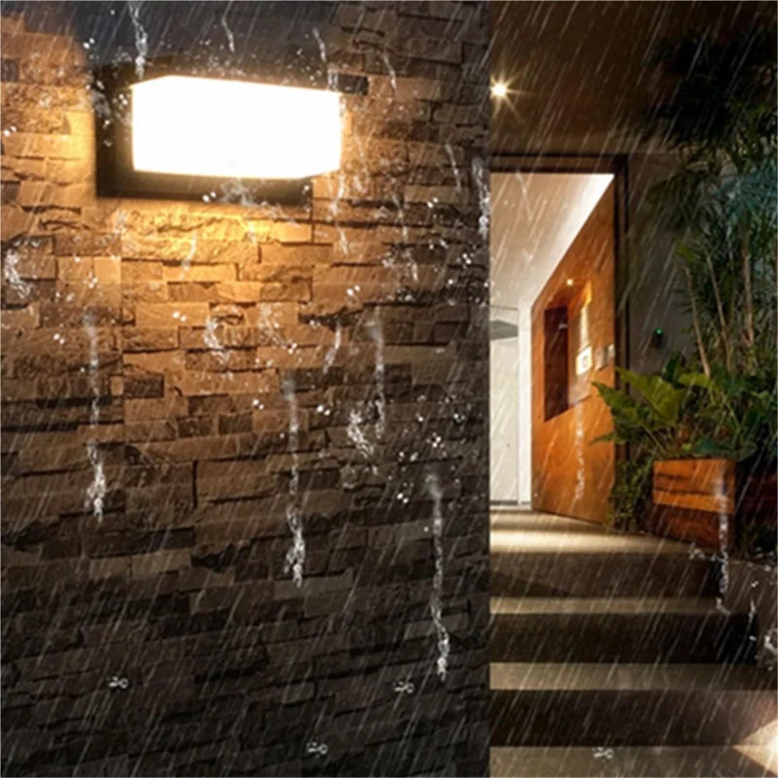 Duża lampa ścienna LED, wodoszczelna, IP65, czujnik ruchu, lampa zewnętrzna, lampa zewnętrzna (ciepła biel, 3000 K, bardzo duża C – 40 W, czujnik ruchu radarowego)
