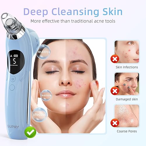 Miniatura 3 de Removedor de puntos negros, aspiradora facial, limpiador de poros eléctricos, comedones, 5 sondas de succión y 5 niveles de succión, herramientas
