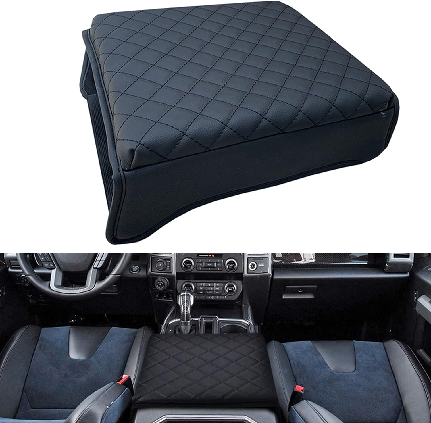 DPEI XUAN F150 Center Console Armrest Cushion, F150 (2015-2020) Center Console Cover Pad, Ford F150 Accessories, PU Leather Cover Center Console Protector Cushion Designed for F150 (2015-2020)