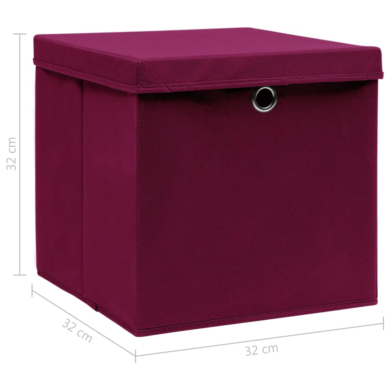 LAPOOH Aufbewahrungsboxen mit Deckel 4 STK Spielzeugkiste, Aufbewahrungskiste, Kleideraufbewahrung, Kleideraufbewahrung & Organisation, Dunkelrot 32×32×32cm Stoff