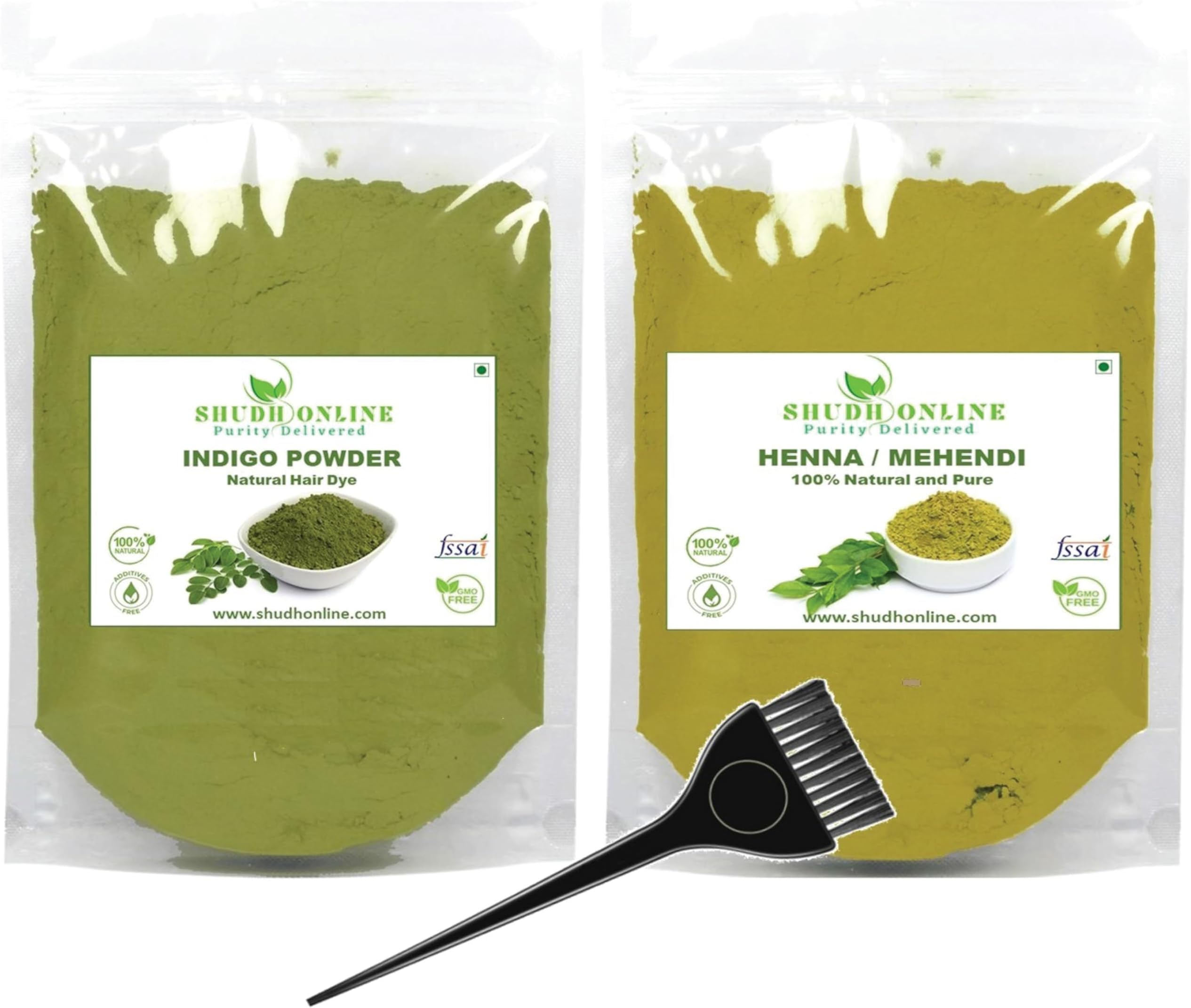 Shudh Online Indigo and Henna Powder Organic for Hair Colour (200 Grams each - 400 grams), Avuri and Mehandi, Neela Amari, Natural Mehndi, Neel Patti, Neelayamari, Neli Aku, cassia obovata