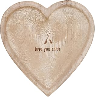Pavilion - Love You River - Heart-Shaped Paulownia Wood Keepsake Trinket Jewelry Dish Decorative Storage Plate Key Bowl River Lover Outdoorsy Adventure Waterfront Cabin Decor