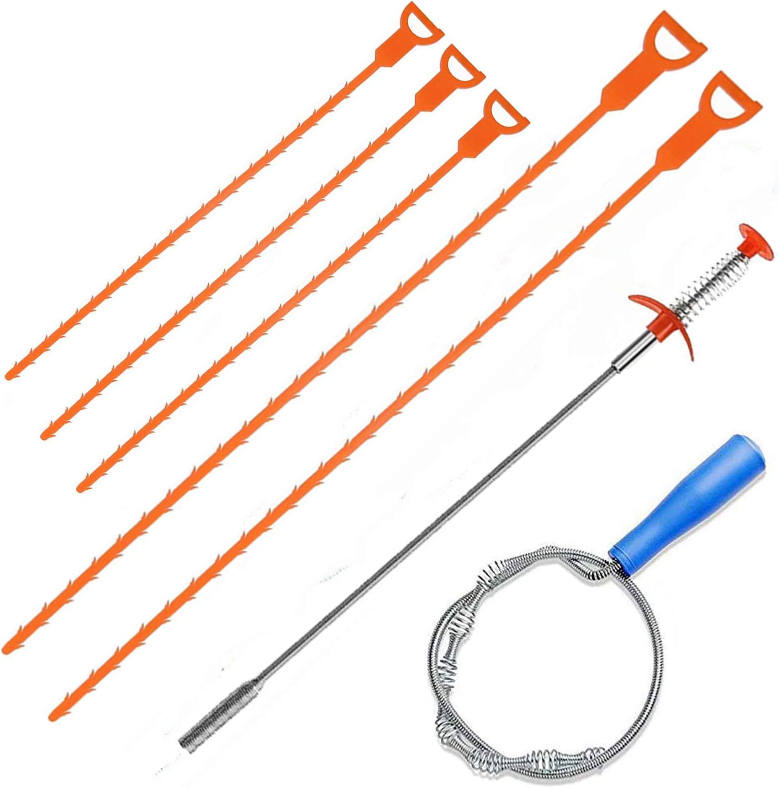 7 in 1 Drain Snake, Sink Unblocker Tool with Easy Operation, Drain Unblocker with a Multifunctional Combination,Reusable Drain Cleanerfor Sewer/Kitchen/Showers