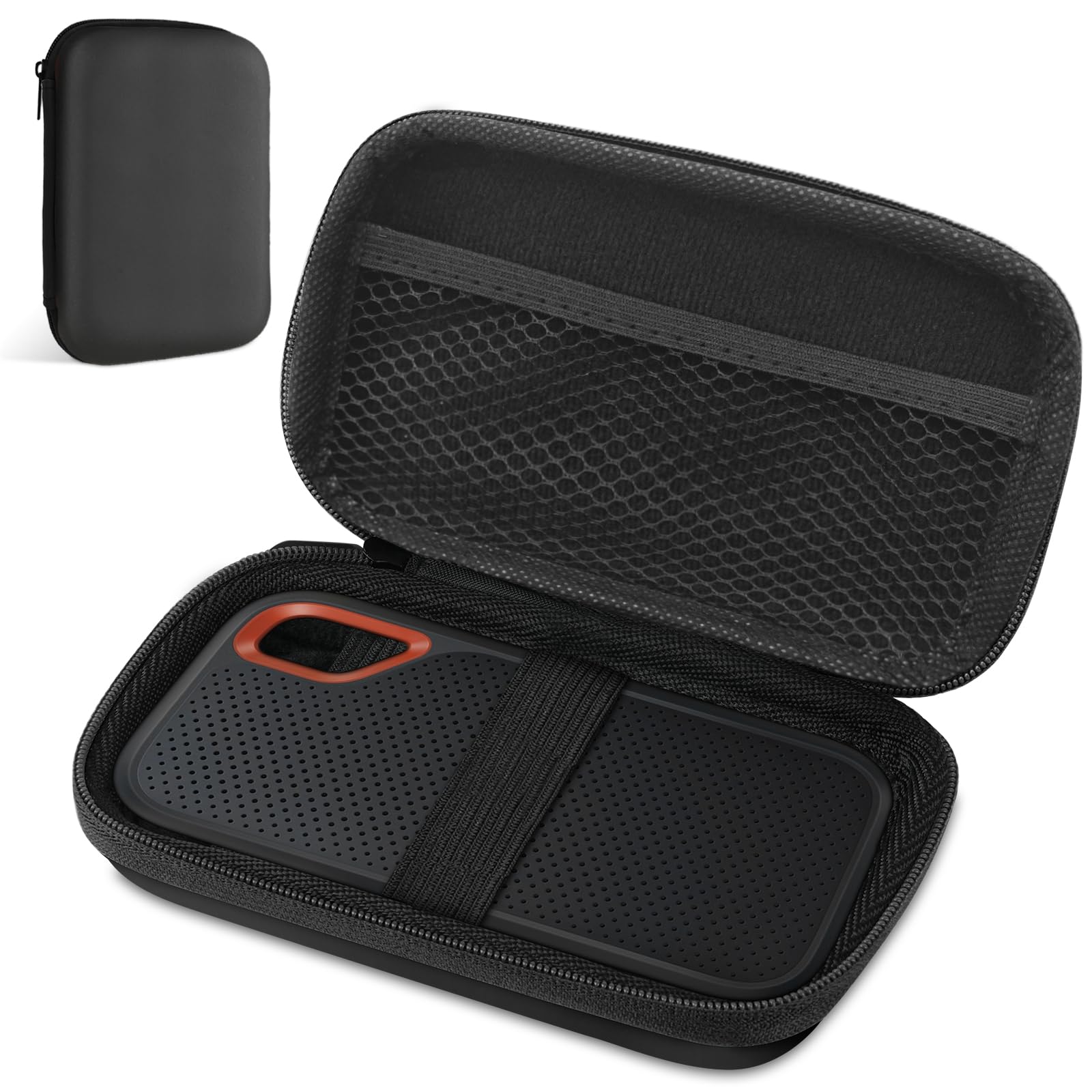 AMFUN Tasche Hülle für HDD, Elektronik Tasche Organizer, Portable SSD Externe Festplatte, Tragbare Kabelorganizer für Handyladekabel, Powerbank, USB Sticks(Schwarz)