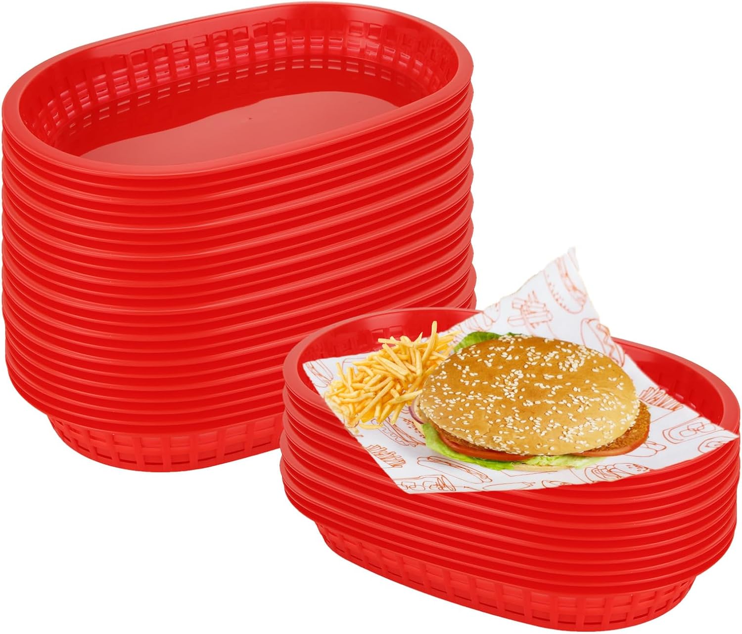WOPPLXY 30 Pack Fast Food Baskets for Serving, 10.5 x 7