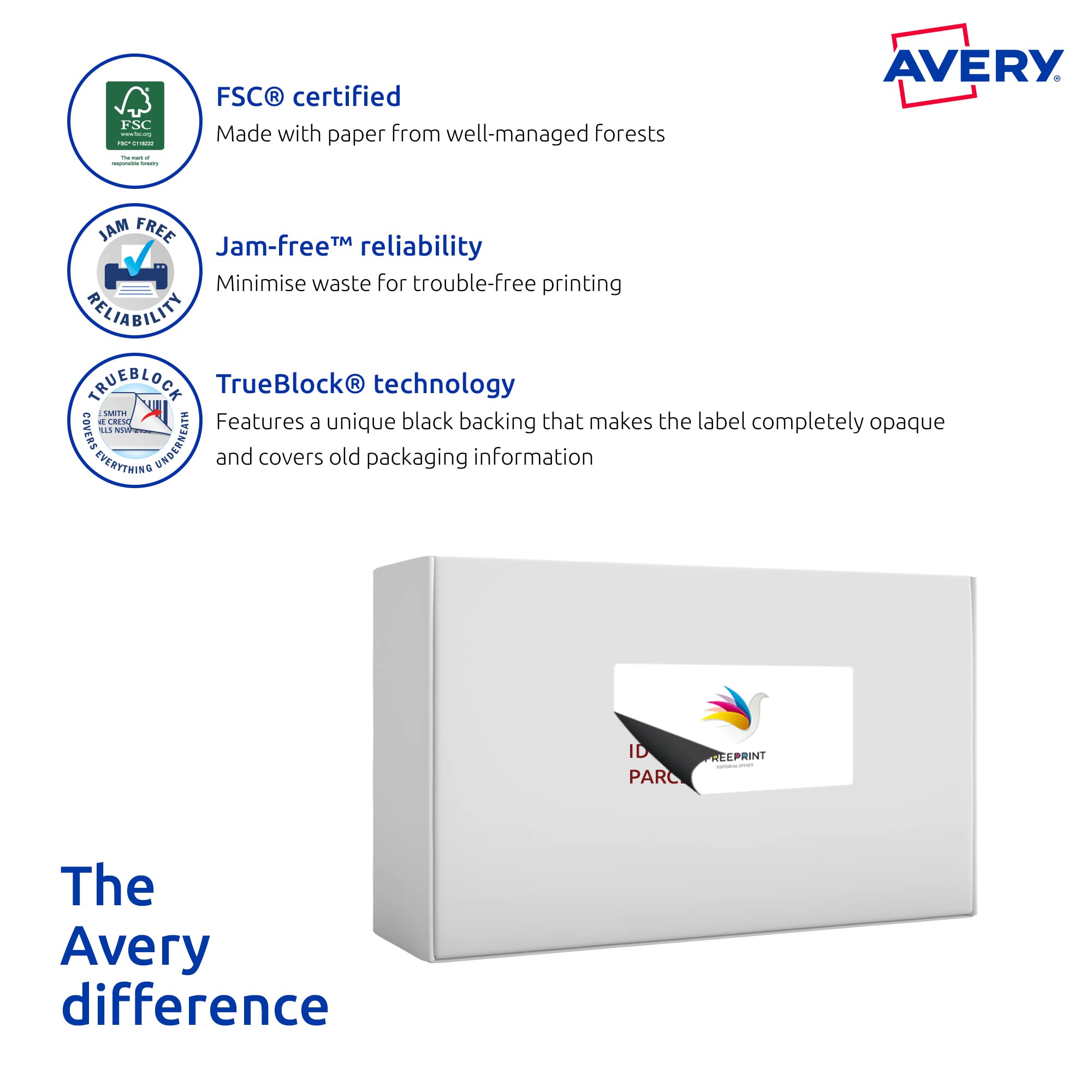 Avery Trueblock® Lot de 300 étiquettes d'expédition pour imprimantes laser 200,7 x 93,1 mm
