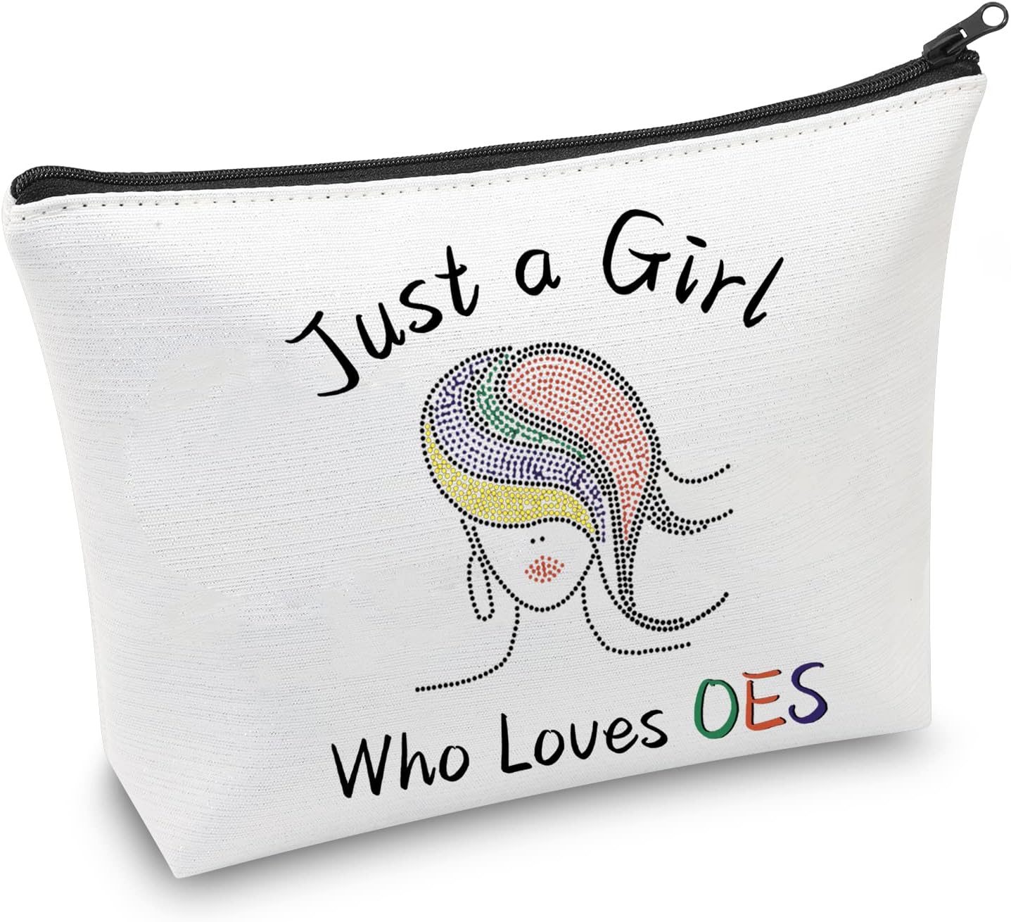 CMNIM OES Gift OES Sorority Makeup Bag Just a Girl Who Loves OES Sisterhood Gift for Graduates Campus Girl (Girls OES Makeup Bag)