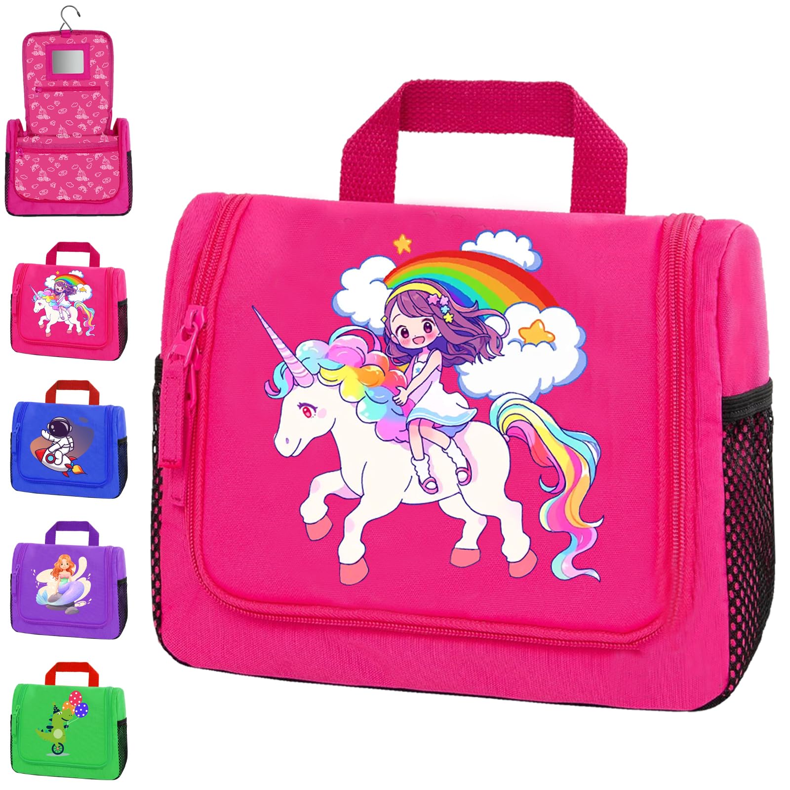AUNGCSHE Neceser Viaje Infantil, Unicornio Neceser Niños, 4 L Grand Capacidad Neceser Maquillaje, Impermeable Bolsa de Aseo para Niñas, Niños