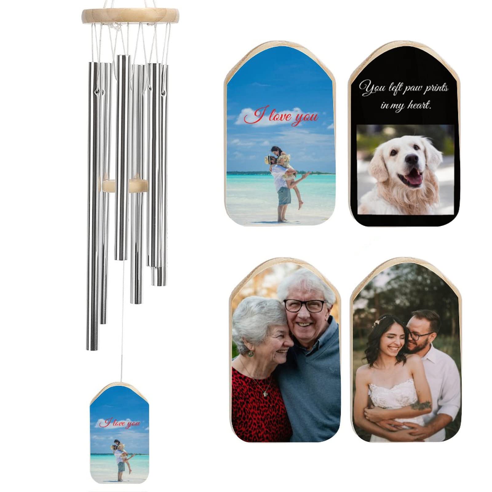 Custom Wind Chimes Personalized Photo Text Wind Chimes Memorial Wind Bell for Loss of Loved One, Gift for Mother Dad Mom Dog Pet Wedding New Home โ image 1