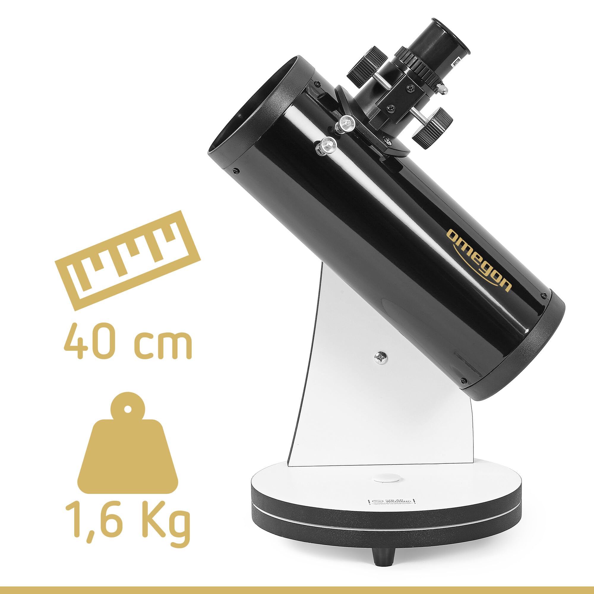 Telescopio Dobson Omegon N 76/300 DOB | Telescopio Dobson compatto da tavolo | Apertura 76 mm | Ingrandimento 75x | Set completo con numerosi accessori | Divertimento per tutta la famiglia