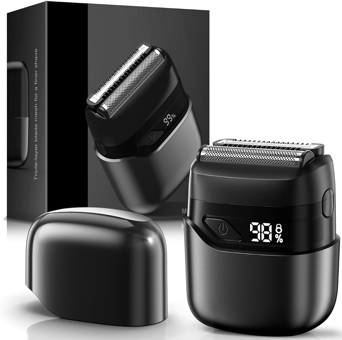 Reciprocating Electric Shaver for Men: IPX7 Waterproof Shaver, Type-C Fast Charging, Electric Beard Shaver, LED Battery Level Display, Wet & Dry Dual Blades, For Business Trips, Travel, Car Use