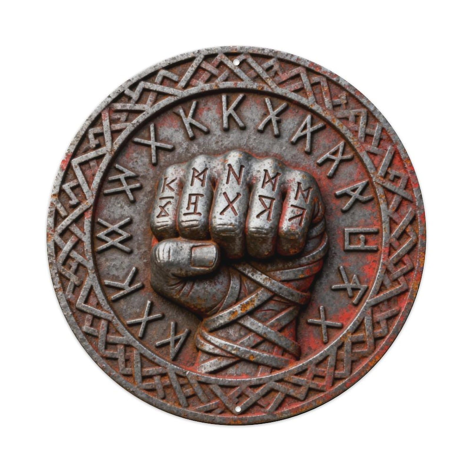 Norse Tyr One-Hand God Of Justice Rune Metal Tin Sign Plaque